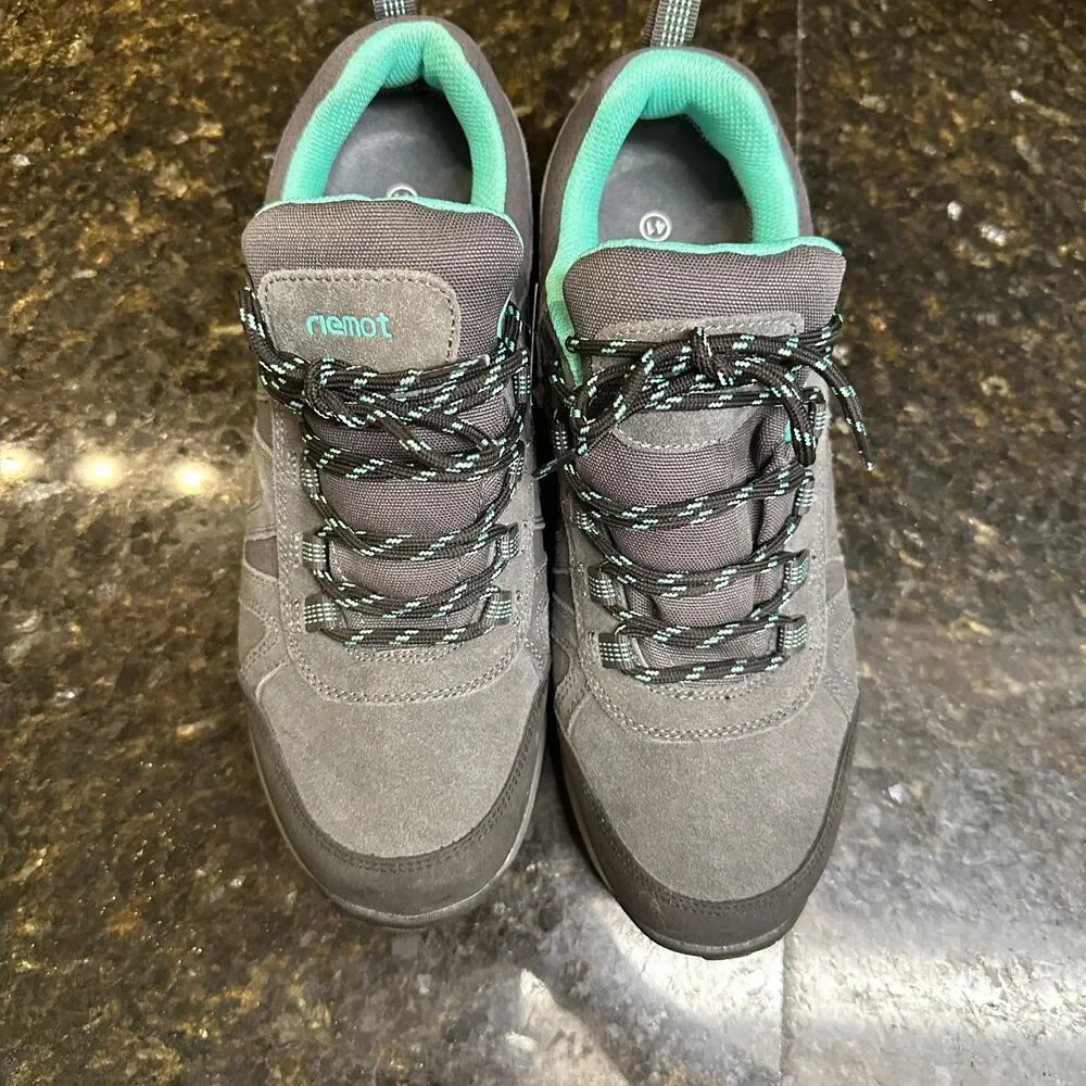 Riemot Waterproof Hiking Shoes, Women's 10 Lace Up Lightweight Gray & Teal, NWT